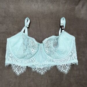 Victoria's Secret Dream Angels Unlined Lace Balconette Bra Light Blue 32D